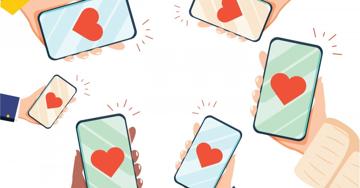 phones with hearts on screens